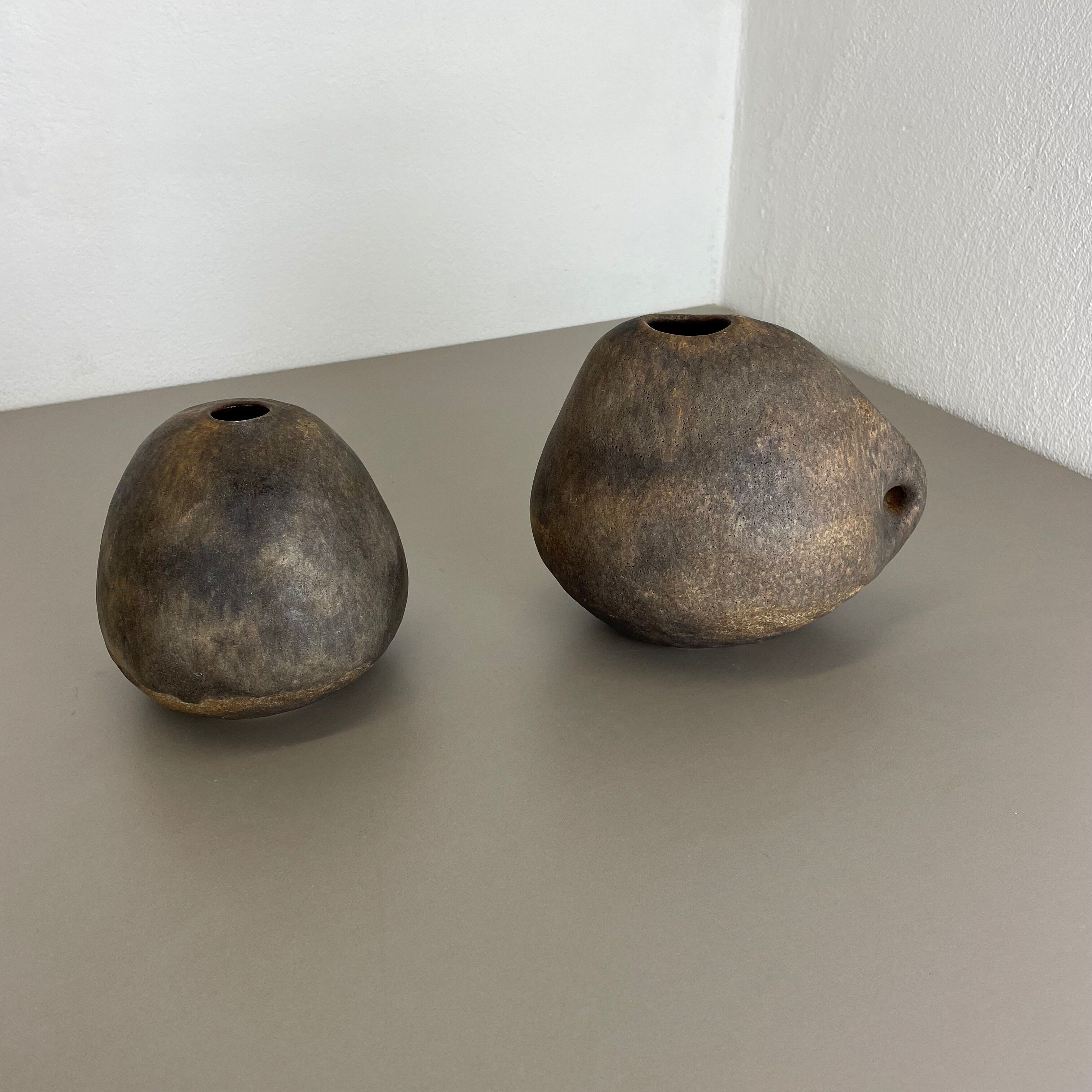 Set of 2 West German Ceramic Studio Vase Object by Helmut Schäffenacker, 1960s