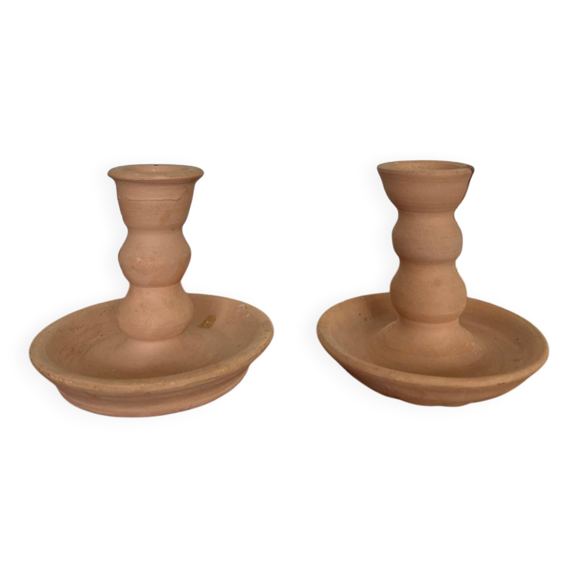 Pair of terracotta candlesticks