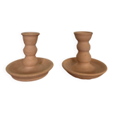 Pair of terracotta candlesticks