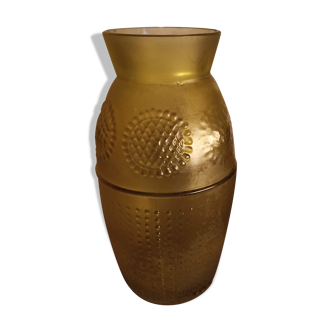 Molded glass yellow Art Deco vase
