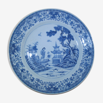 Large Chinese blue white plate, China 18th century