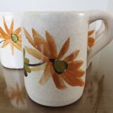Orangeade set in cracked ceramic, floral pattern from the 60s