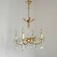 Mid-century brass, glass, and crystal chandelier with 4 lights 5099