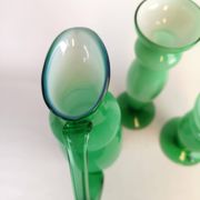 Ensemble de 3 pièces en verre vert Orrefors, Suède