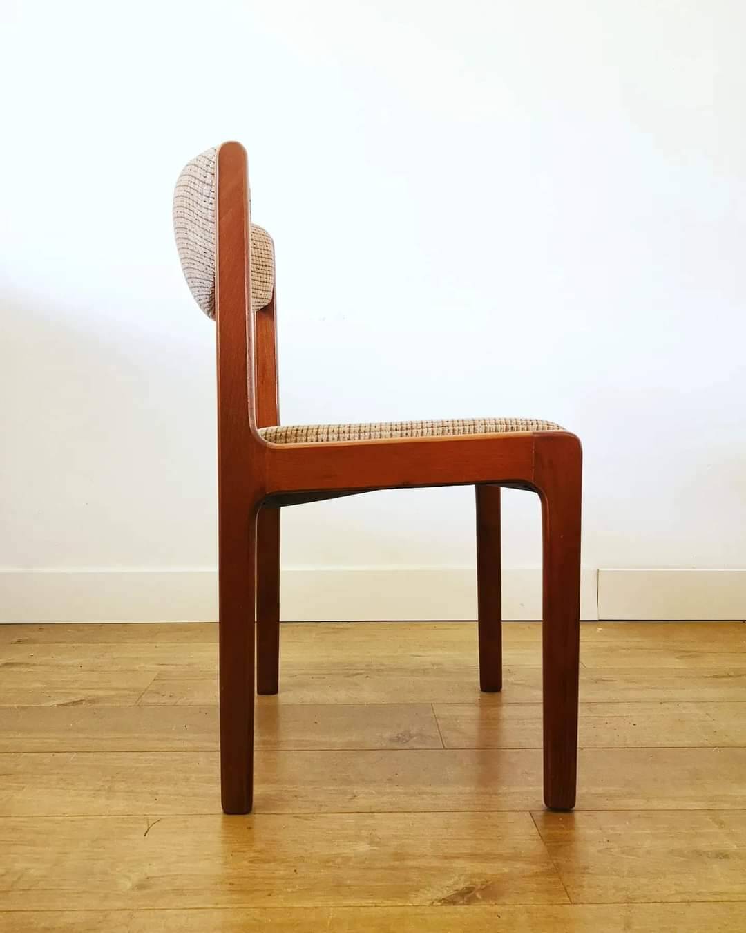 Set of 6 chairs in thick velvet and teak base