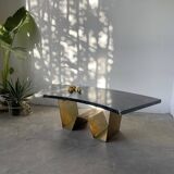 Addor 60s sculptural marble and brass coffee table