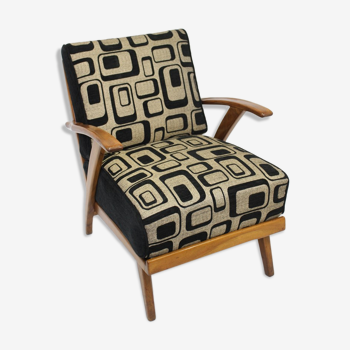 Fauteuil design tissu géometrique 1950