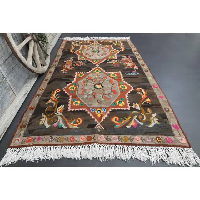 Vintage Turkish Oushak Handmade Wool Cotton Orange Area Rug 187x310