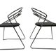 4 chaises minimalistes en fil d'acier chromé, années 80