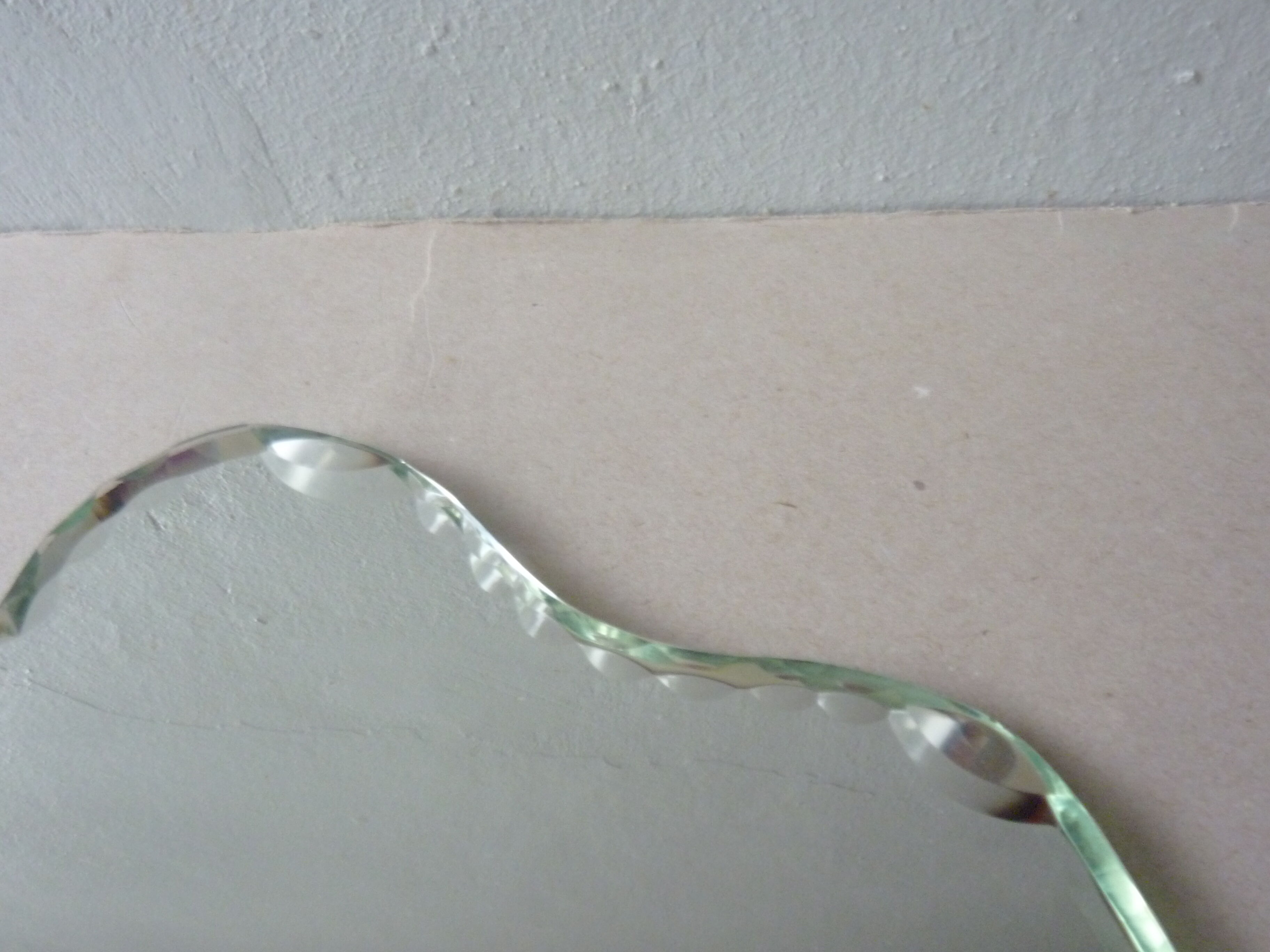 Hand glass mirror beveled art deco 13x28cm