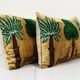 Tiger design ikat velvet pillow, set of two silk lumbar cushion cover, pair animal lumbar pillows, t