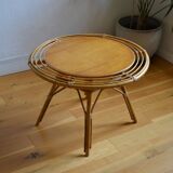 Vintage round rattan coffee table