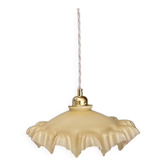 Vintage lampshade pendant light in pale yellow opaline