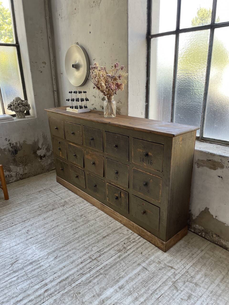 Green patina workshop furniture