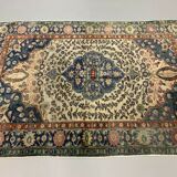 Distressed Turkish Rug 179x120 cm wool Vintage shabby Chic Tribal Blue, Beige