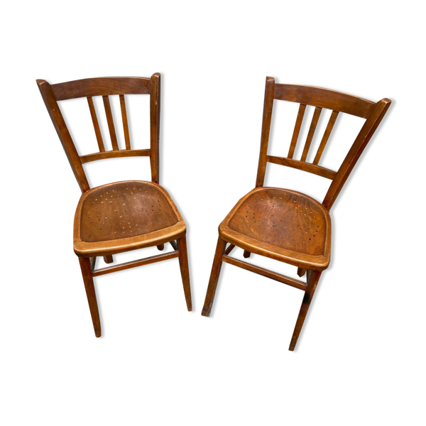 Deux chaises bistro bois courbé vintage