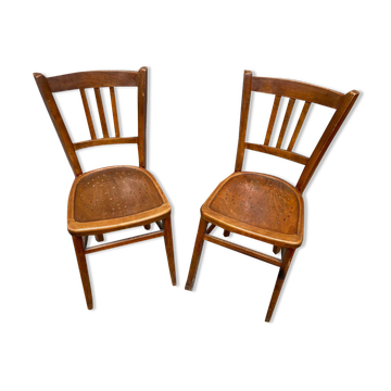 Deux chaises bistro bois courbé vintage