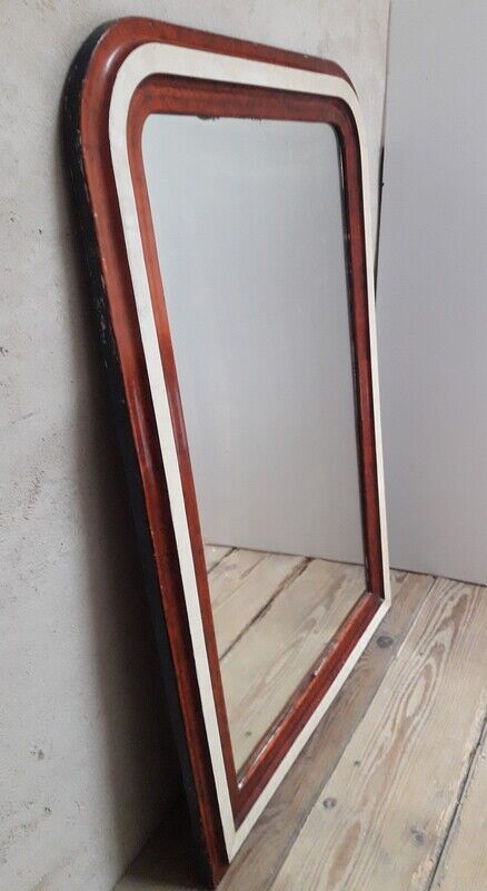 Miroir Louis Philippe H112xL76 laque bordeaux blanc crème