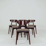 Scandinavian dining chairs in mocha brown, set of 6.