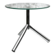 Table d’appoint tripode moderniste en verre trempé et métal chromé