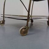 Mid-Century French Brass & Glass Serving Bar Cart, 1960s