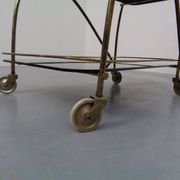 Mid-Century French Brass & Glass Serving Bar Cart, 1960s