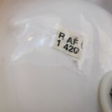 Beautiful vintage ceramic COBRA table lamp with thin milky white glass shade/dome. RAF Sweden 70-80s