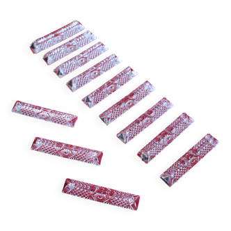 Set of 12 pyramid-shaped crystal knife holders Made in Hungary