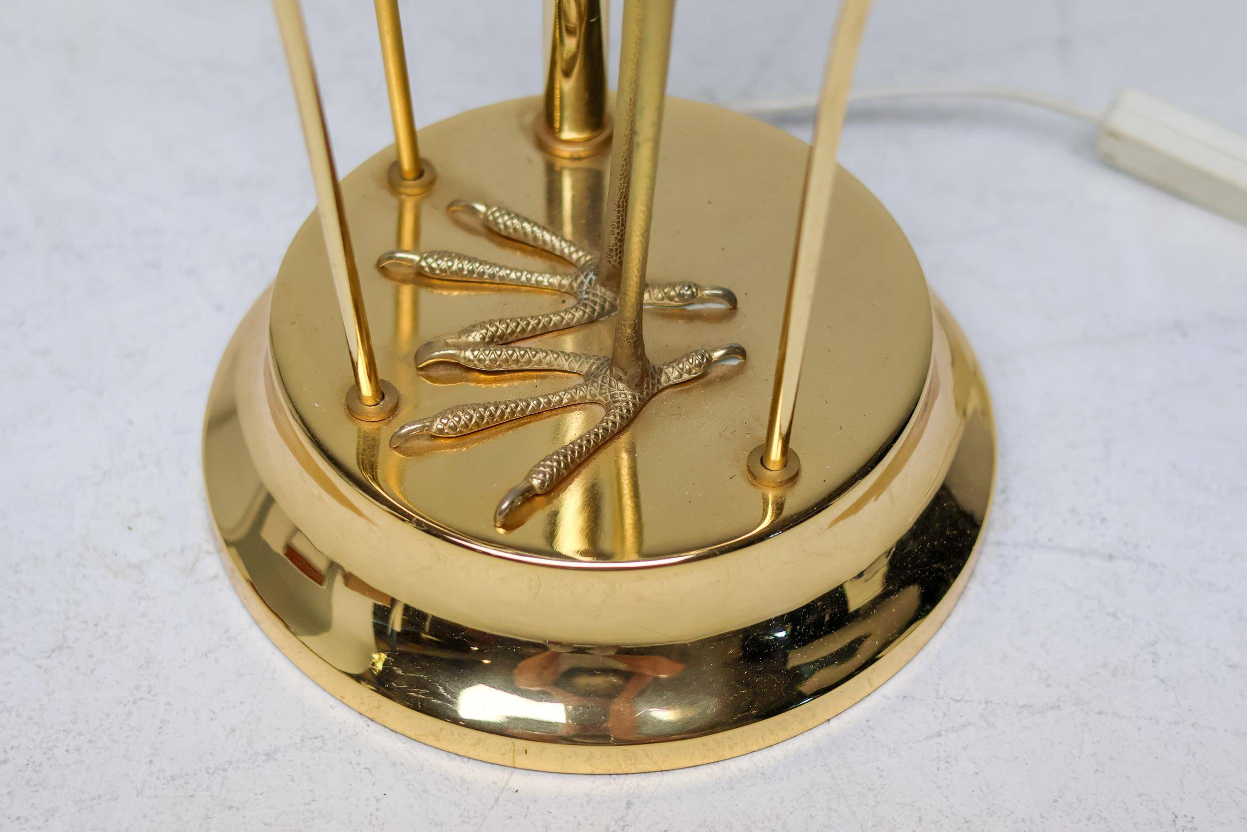 Monumental crane or egret lamp post in gilded brass by Antonio Pavia