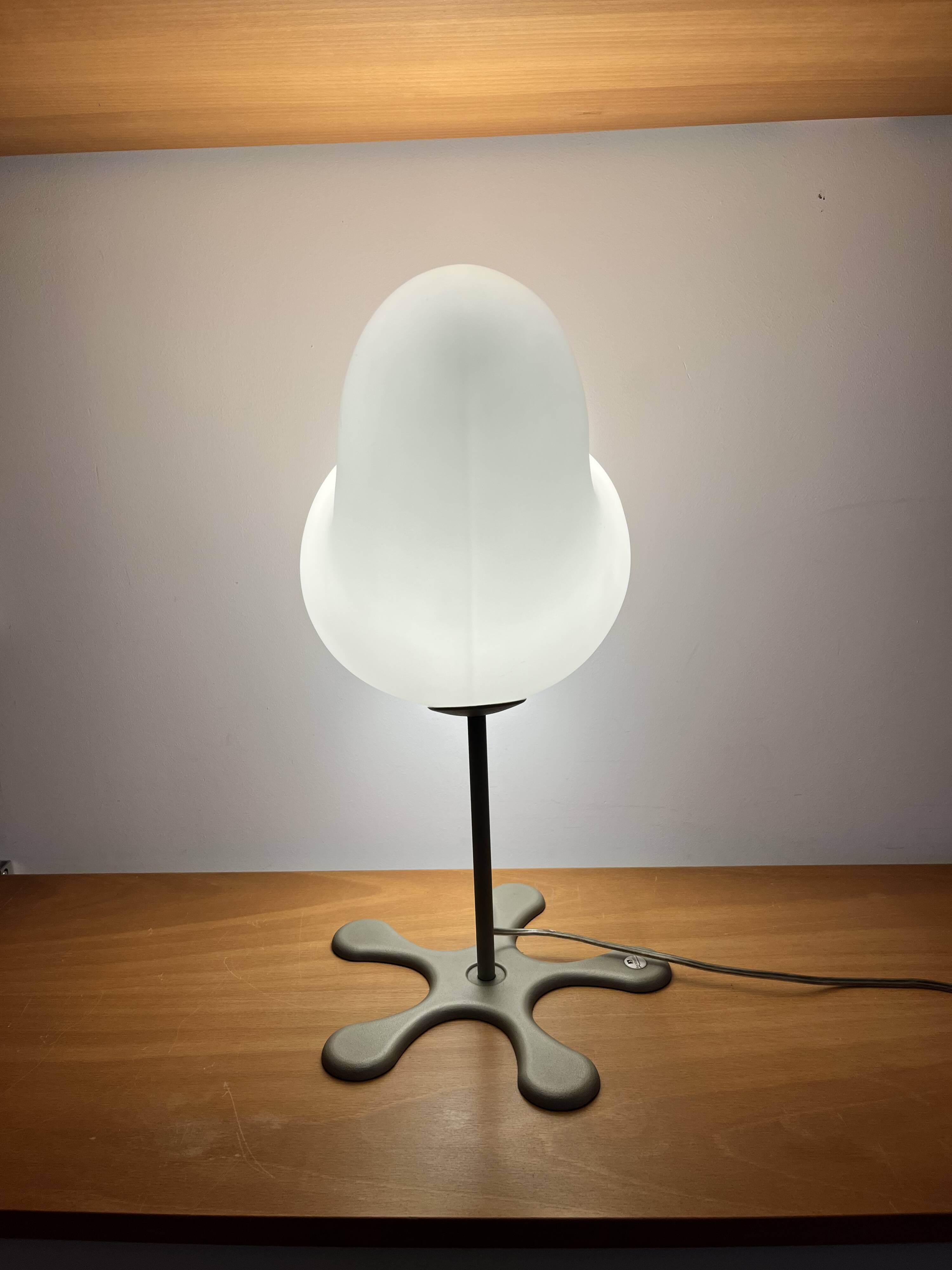 Lampe de table "Coco" design Aldo Cibic édition Foscarini - Métal gris & ve