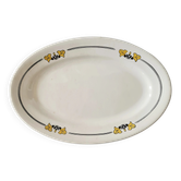 Plat ovale ancien en Terre de Fer Salins "Renée" – Décor floral