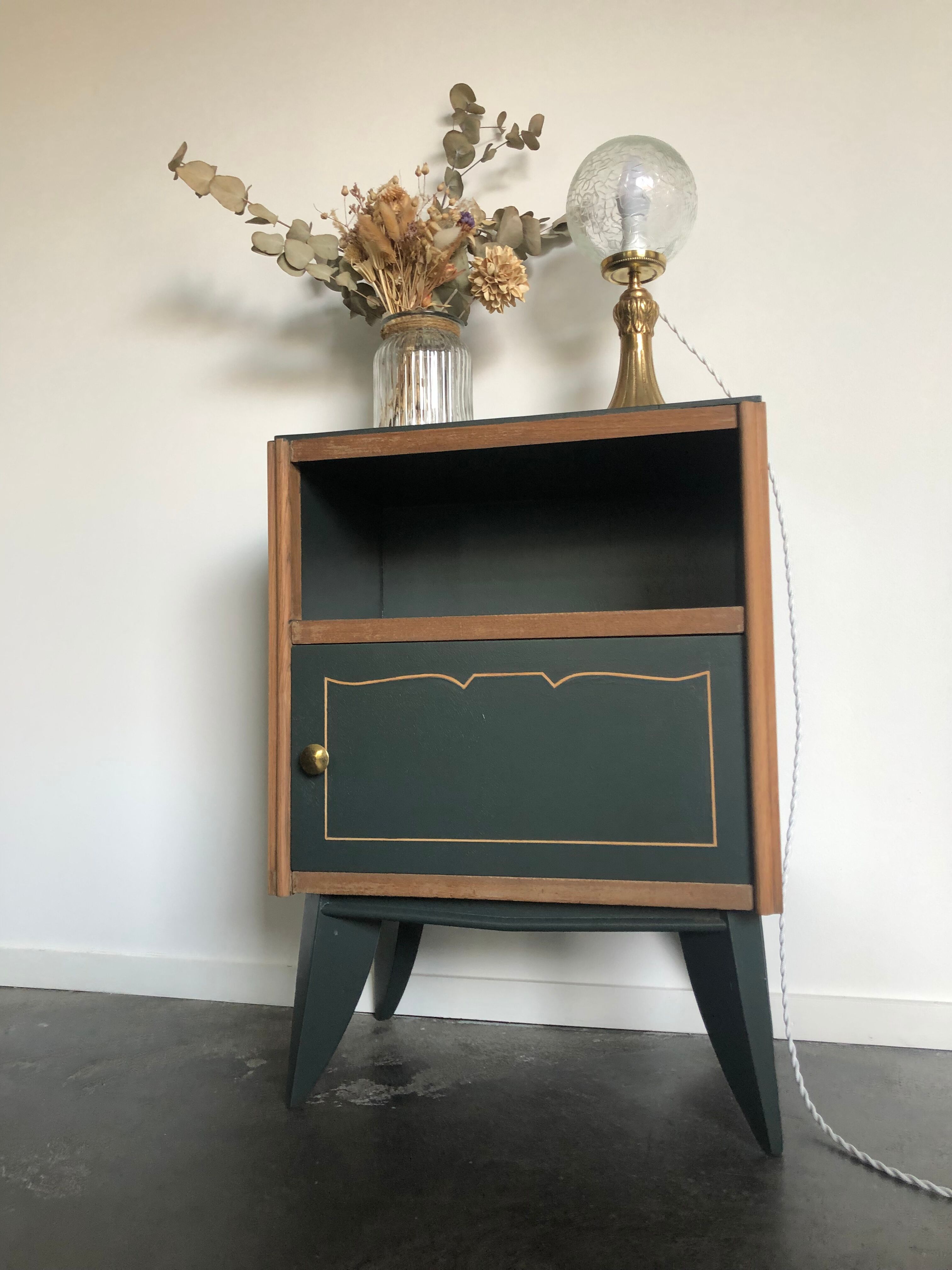 Bedside art deco obsidian green