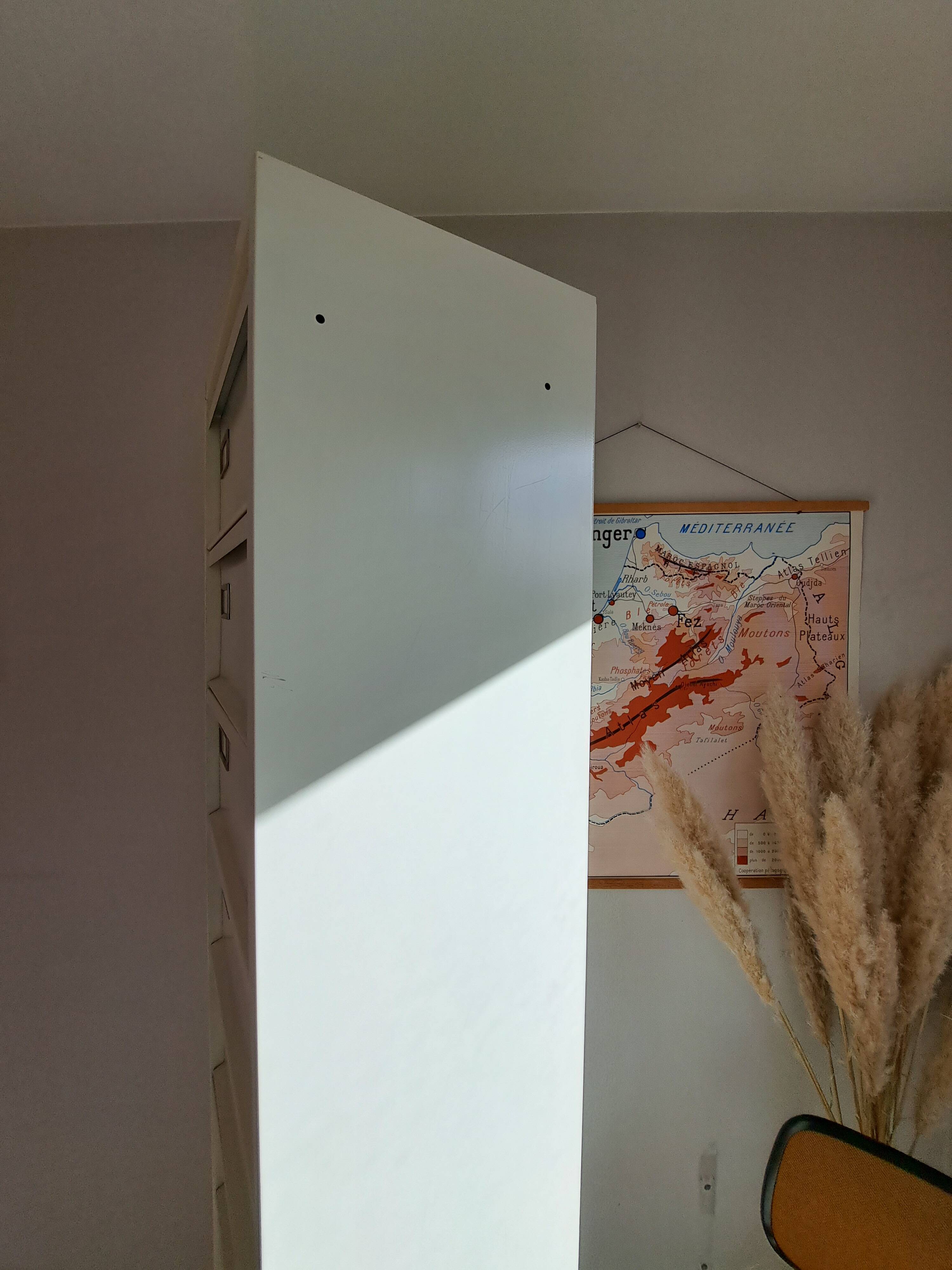 Vintage metal clamshell cabinet