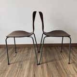 Pair of 3107 chairs - wood & metal