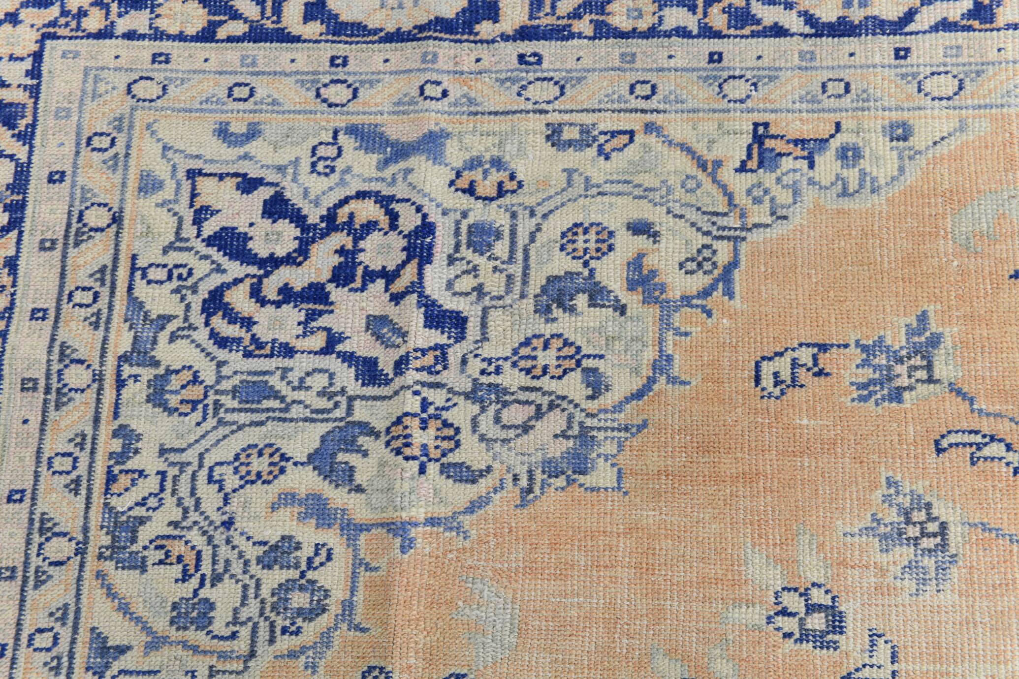 10x13 Blue & Light Orange Classic Antique Vintage Rug, 291x406Cm