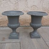 Pair of cast iron Medici vases