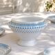 Large salad bowl from 1909 in porcelain by Oscar Shaller, blue and gold.