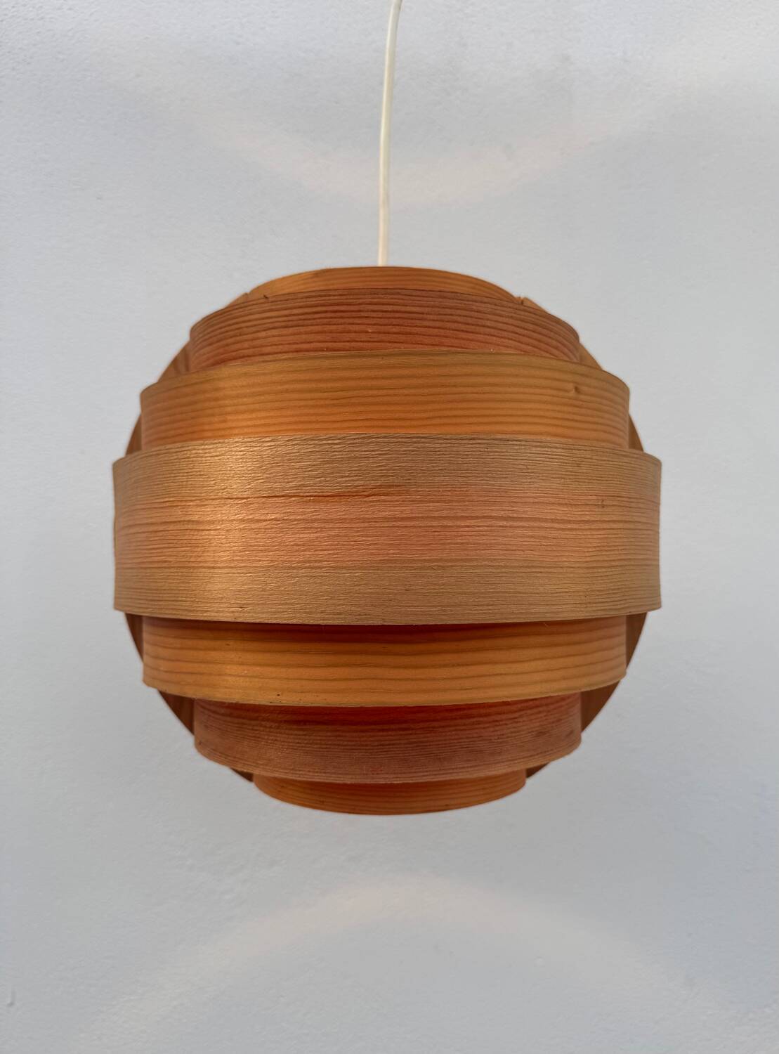 Hans Agne Jakobsson wooden pendant light, 1960s