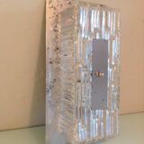 Rectangular wall lamp in brushed glass and metal / vintage 60s-70s