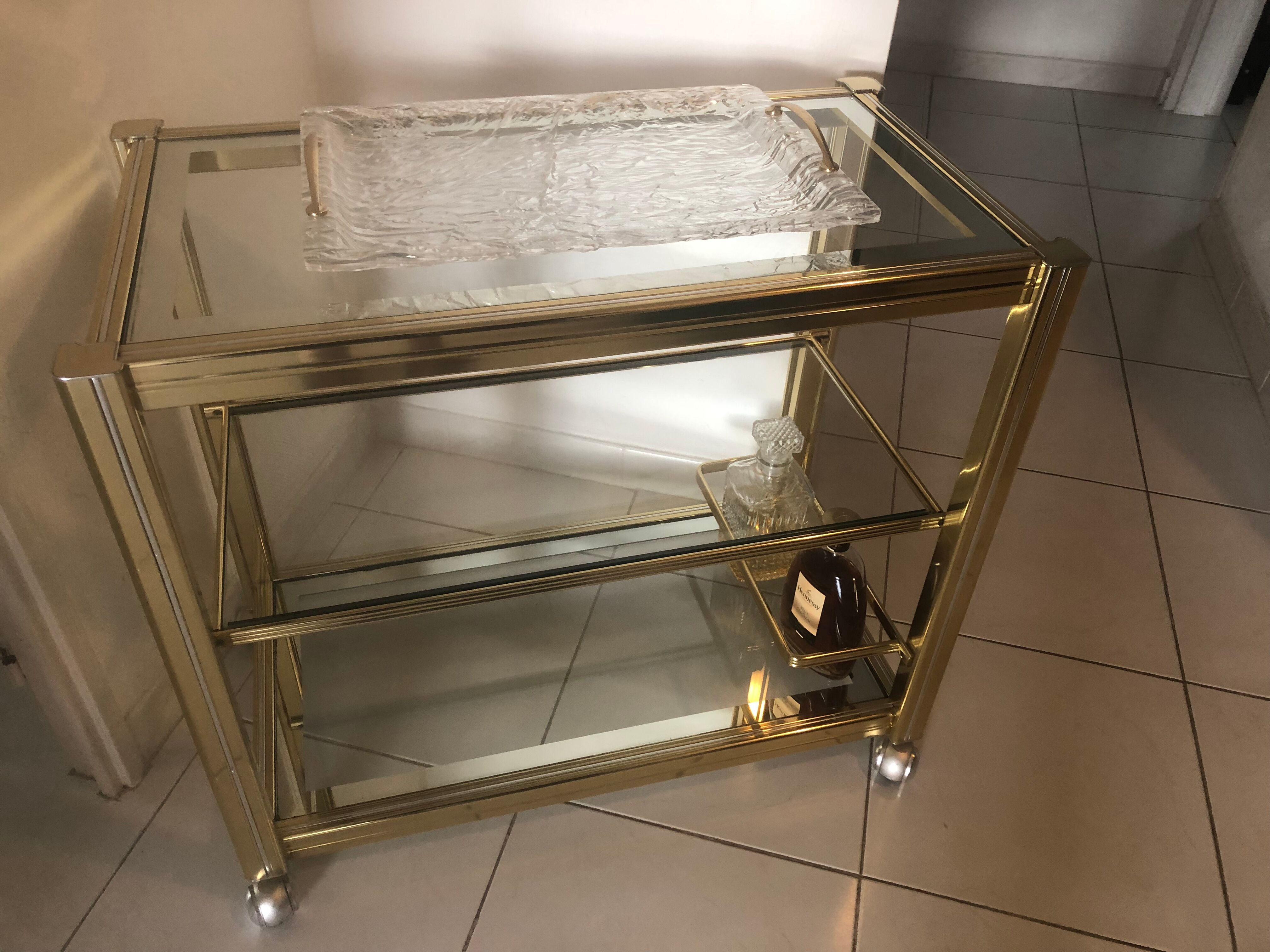 Trolley Hollywood Regency in glass and brass