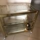 Desserte Hollywood Regency en verre et laiton