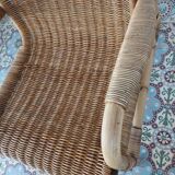 Rattan and bamboo armchair, 70s