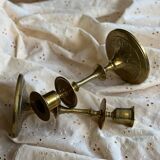 Solid brass candle holder with engraved patterns