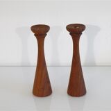 Pair of Danish teak candlesticks 1960