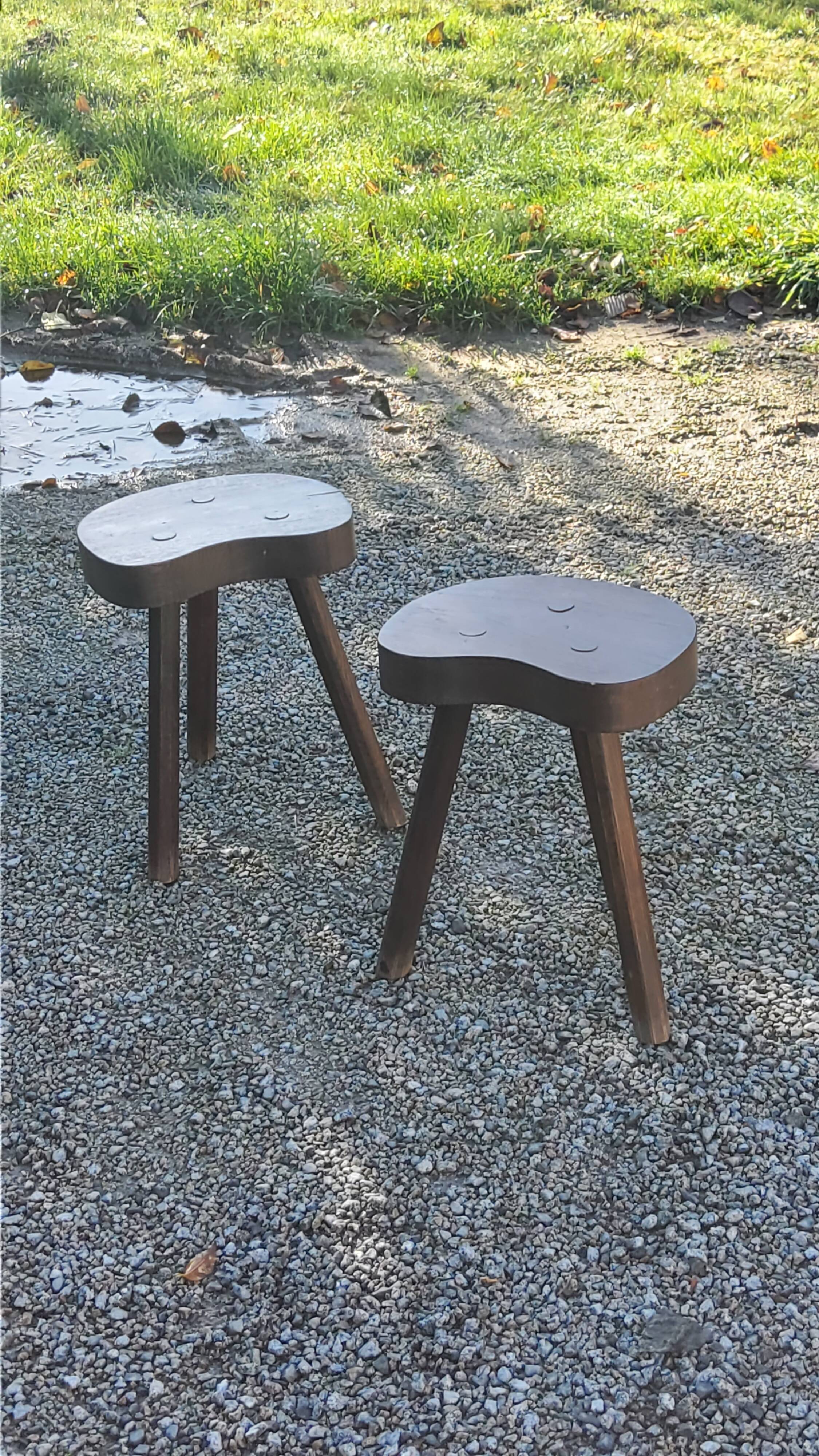 Pair of vintage shepherd stools in solid oak