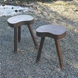 Pair of vintage shepherd stools in solid oak