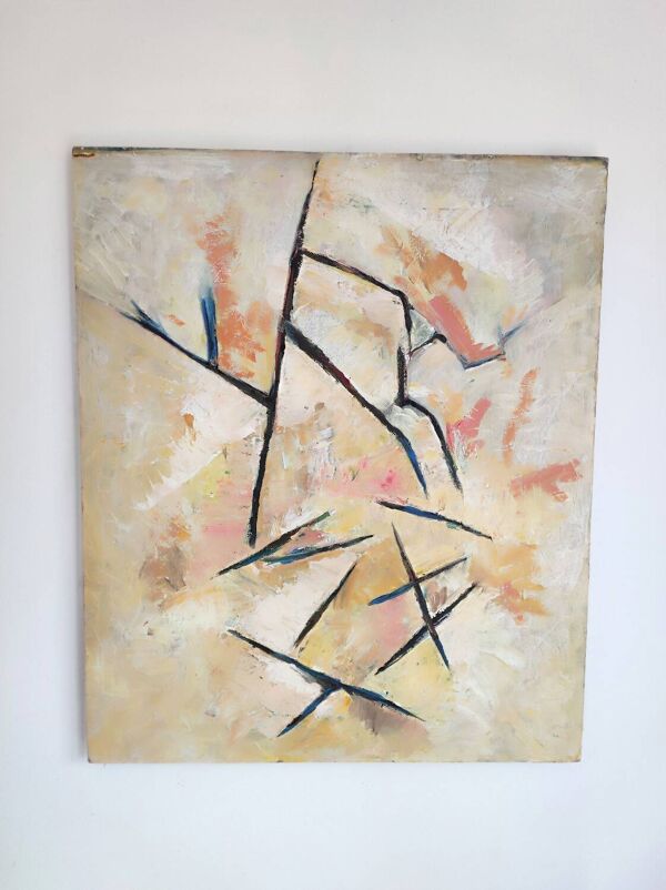 Peinture ancienne 1972 création abstraite