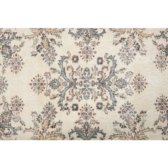 1970s Turkish Oushak Handmade Wool Cotton Beige Area Rug 120x207