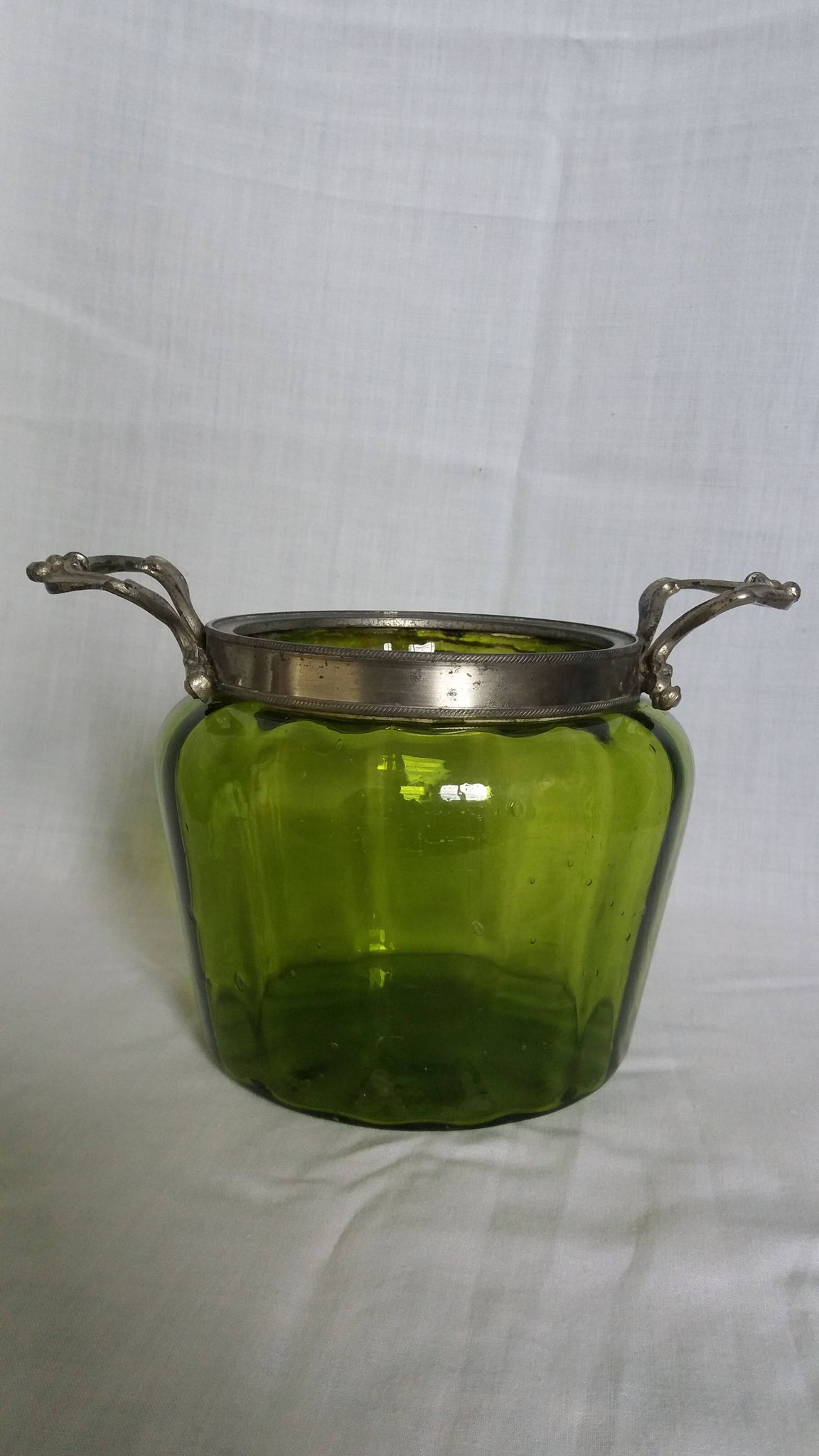 Napoleon III Art Nouveau glass and silver-plated biscuit jar