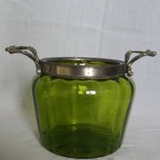 Napoleon III Art Nouveau glass and silver-plated biscuit jar